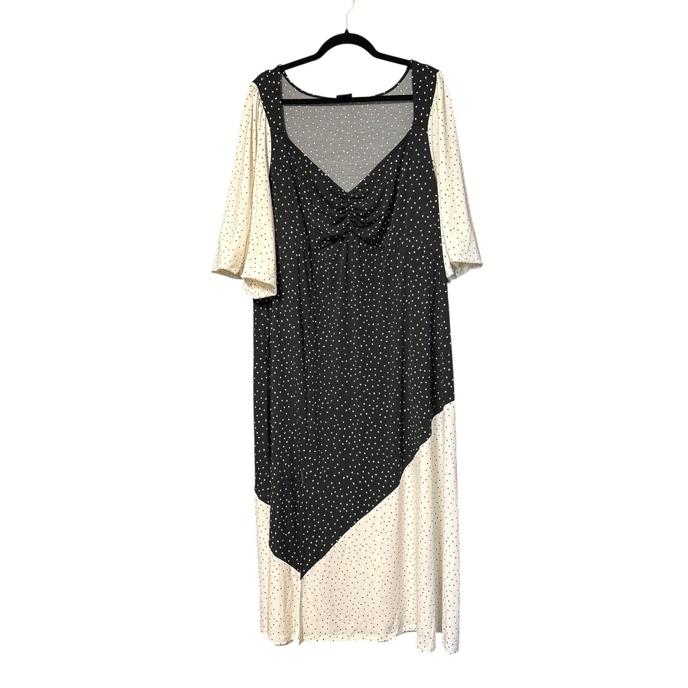 Torrid‎ Polka Dot Colorblock Midi Dress Black White Sweetheart Neck Size 3 NWT
